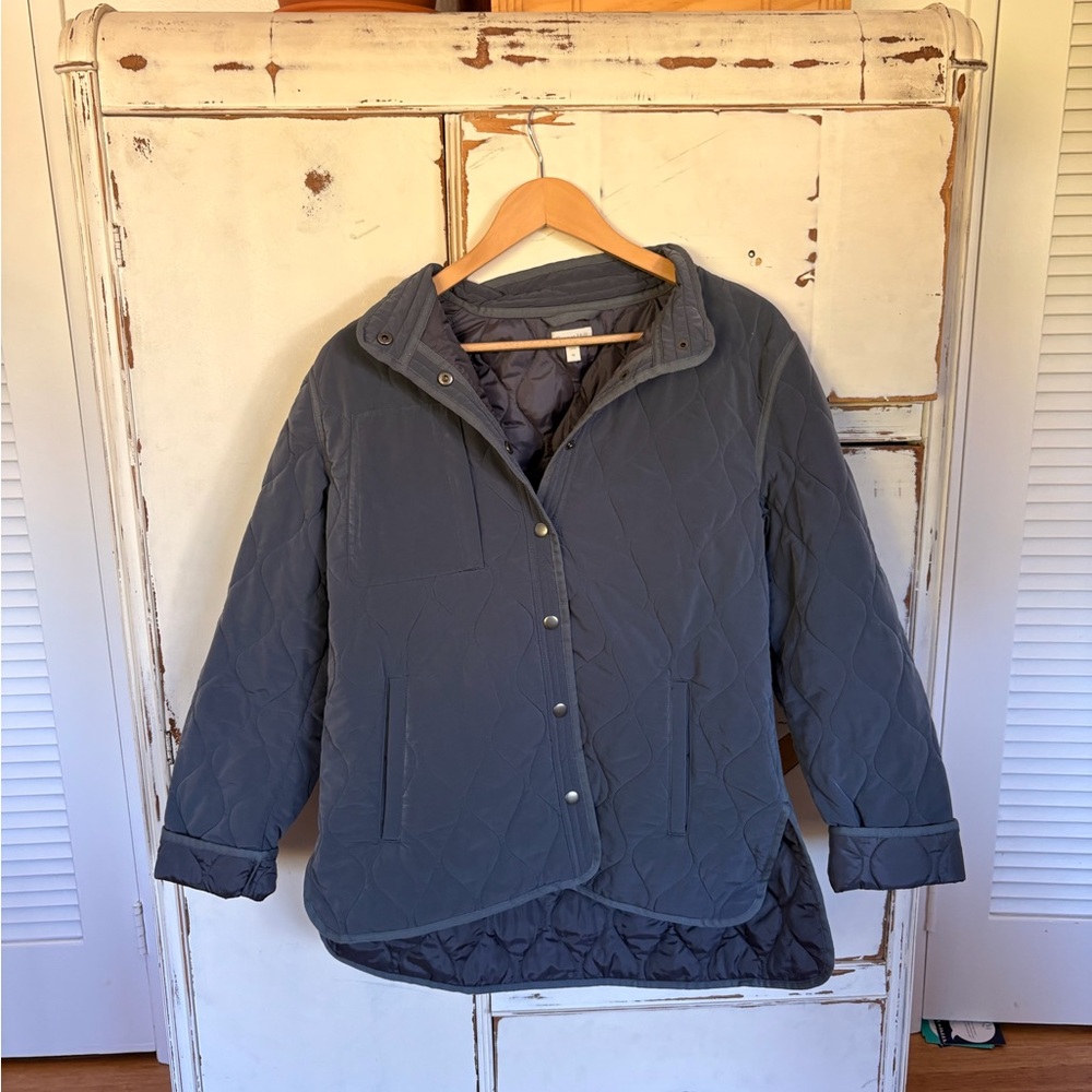 Garnet Hill Blue Quilted Women's Puffer Jacket